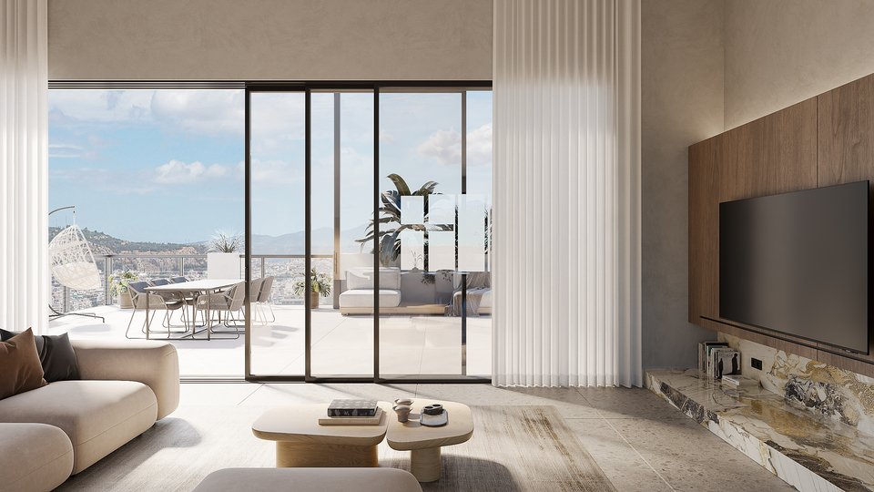 Αίσθηση απεραντοσύνης από το εσωτερικό διαμερίσματος στα πιο ψηλά επίπεδα της πολυκατοικίας.