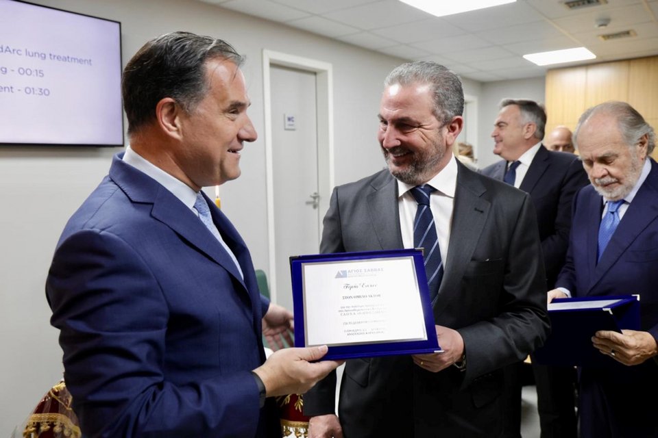 Ο Άδωνις Γωεργιάδης και ο πρόεδρος του ΔΣ και διευθύνων σύμβουλος του Ομίλου Εταιρειών AKTOR, Αλέξανδρος Εξάρχου / Φωτογραφία: Eurokinissi