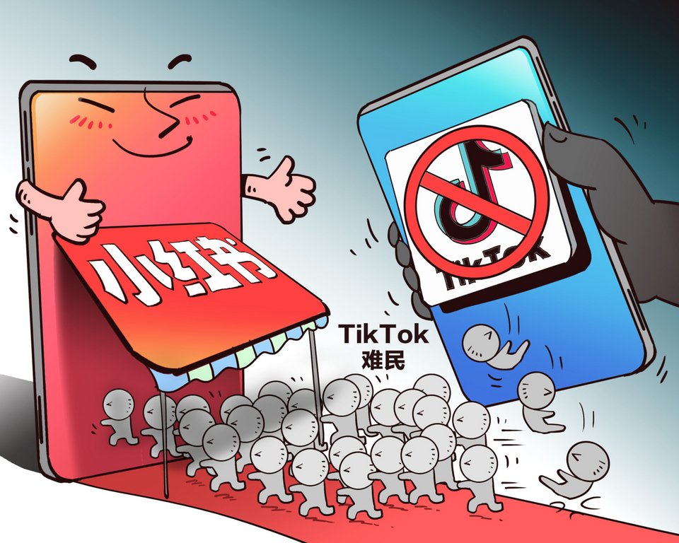 Κόμικ που δείχνει τους «πρόσφυγες» του TikTok να συρρέουν στο RedNote/Getty