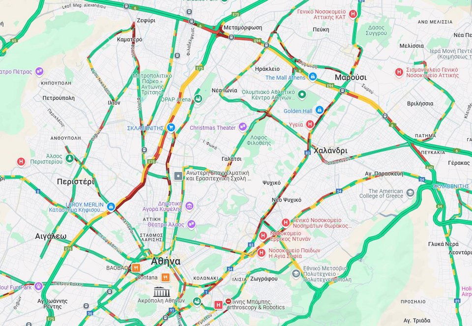 H κίνηση στους δρόμους το πρωί της Τετάρτης (22/1)