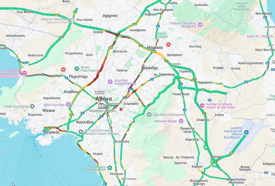 Η κίνηση στους δρόμους της Αττικής έως τις 08:35