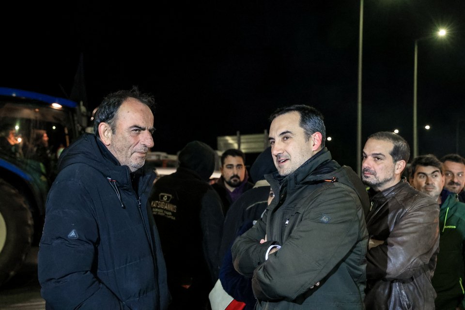 Xαρίτσης και Σακελλαρίδης στα μπλόκα της Λάρισας /. Φωτογραφία: Eurokinissi