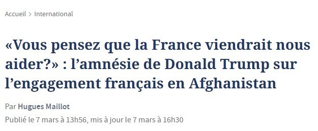 Ο τίτλος του άρθρου της Le Figaro στον οποίο προσάπτει στον Ντόναλντ Τραμπ «αμνησία»
