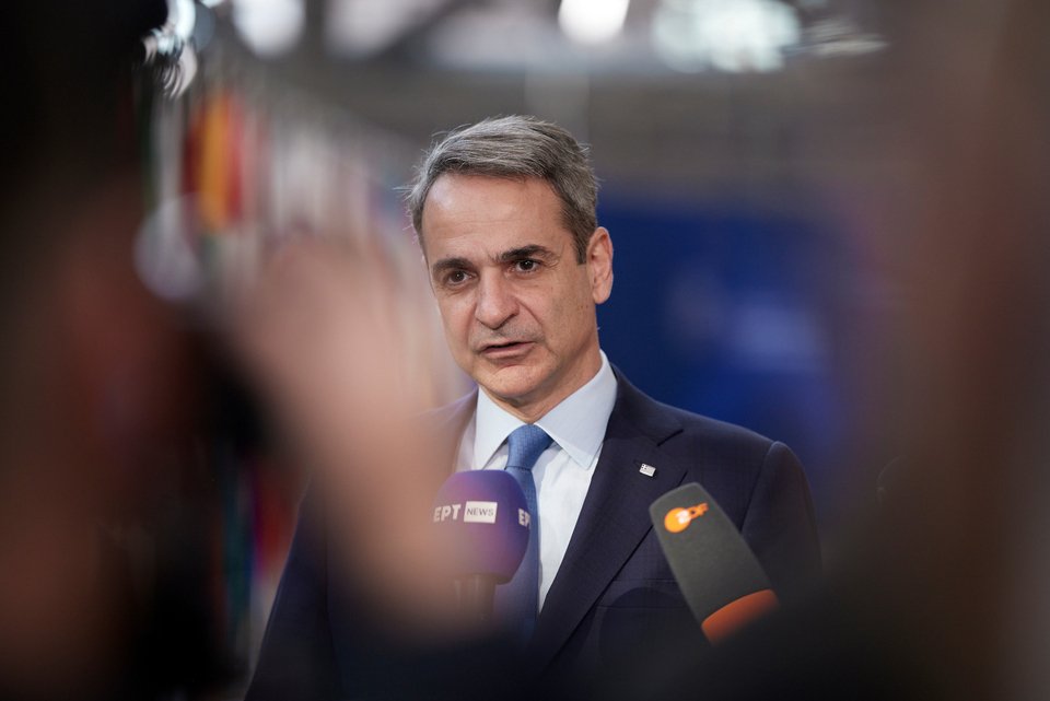 Ο Κυριάκος Μητσοτάκης στη συνέντευξη Τύπου μετά τη Σύνοδο Κορυφής / Φωτογραφία Γραφείο Τύπου του Πρωθυπουργού