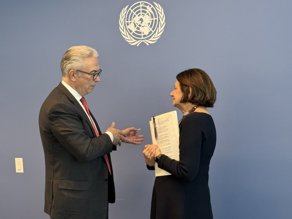 Ο Θ. Ρουσόπουλος με την Rosemary DiCarlo, αρμόδια για Πολιτικές και Ειρηνευτικές Υποθέσεις 