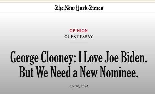 Το επίμαχο άρθρο του Τζορτζ Κλούνεϊ για τον Τζο Μπάιντεν στους New York Times