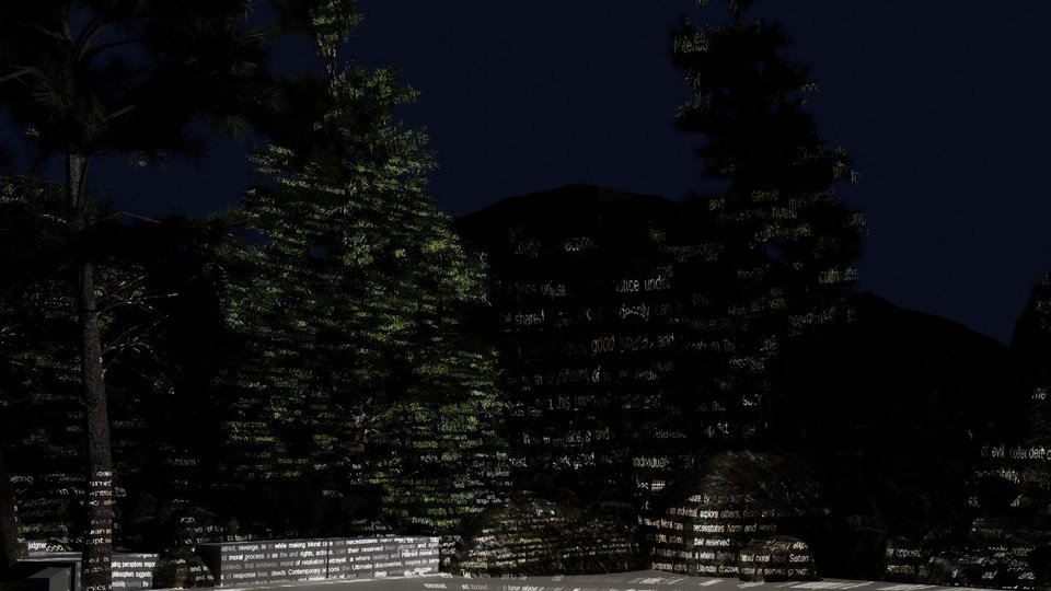 Charles Sandison, Garden of Pythia (Ο Κήπος της Πυθίας), 2025 (work in progress) Ευγενική παραχώρηση του καλλιτέχνη. Ανάθεση νέου έργου από το PCAI