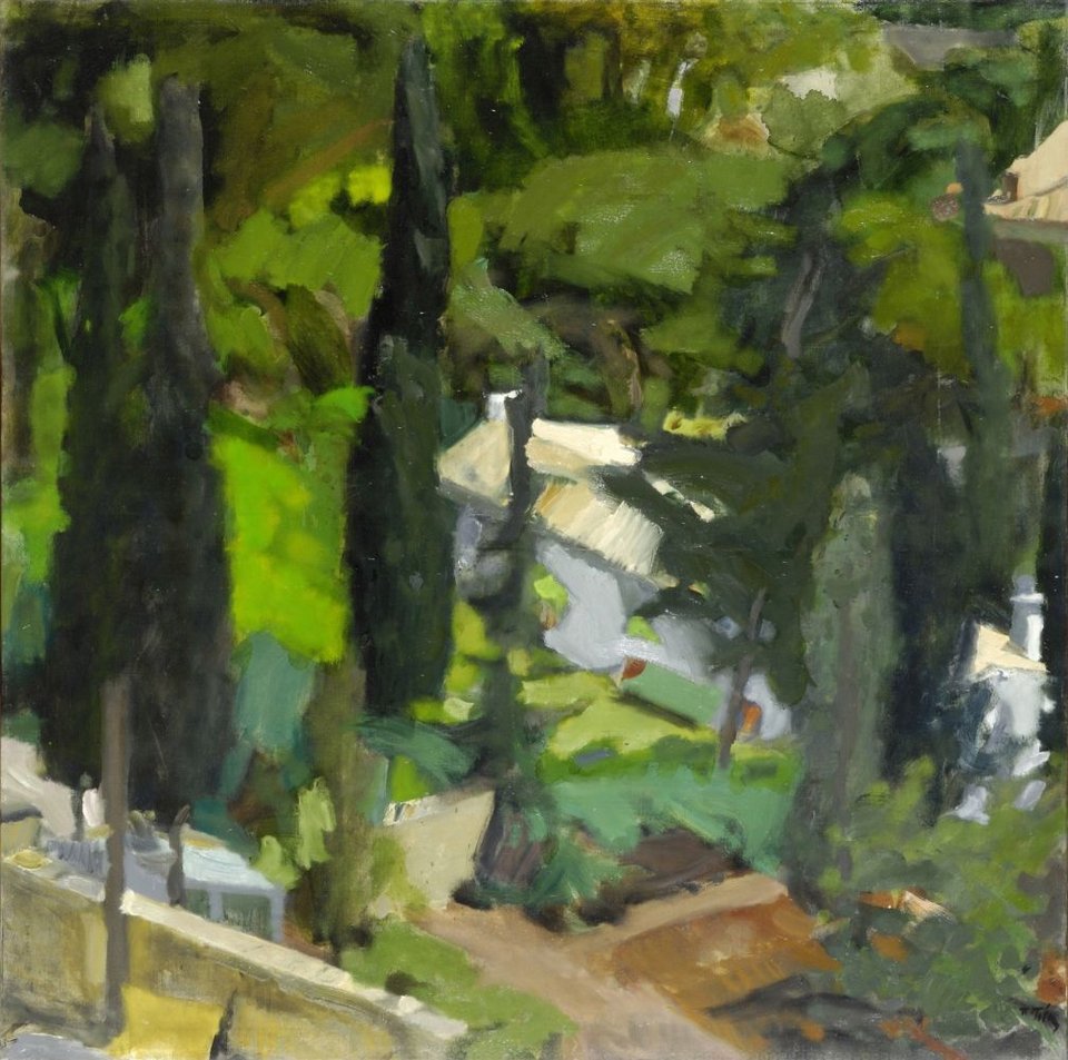 Τέτσης Παναγιώτης (Ύδρα 1925-Αθήνα 2016) Κήπος, 1970 - 1972 Λάδι σε μουσαμά Διαστάσεις έργου: 158 x 158 εκ. Δωρεά του καλλιτέχνη