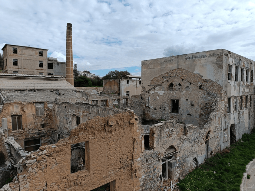 Άποψη των κτηρίων του Ελαιουργείου. Υφιστάμενη κατάσταση