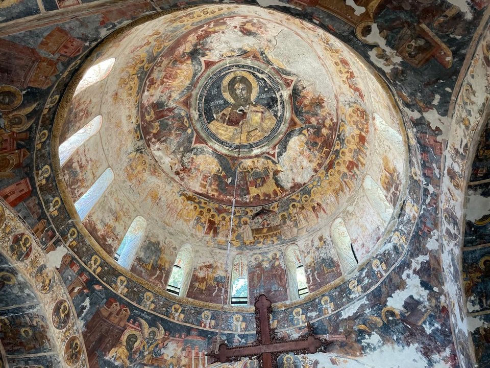Ο Παντοκράτωρ στον τρούλλο του καθολικού της Ιεράς Μονής Κεχριάς