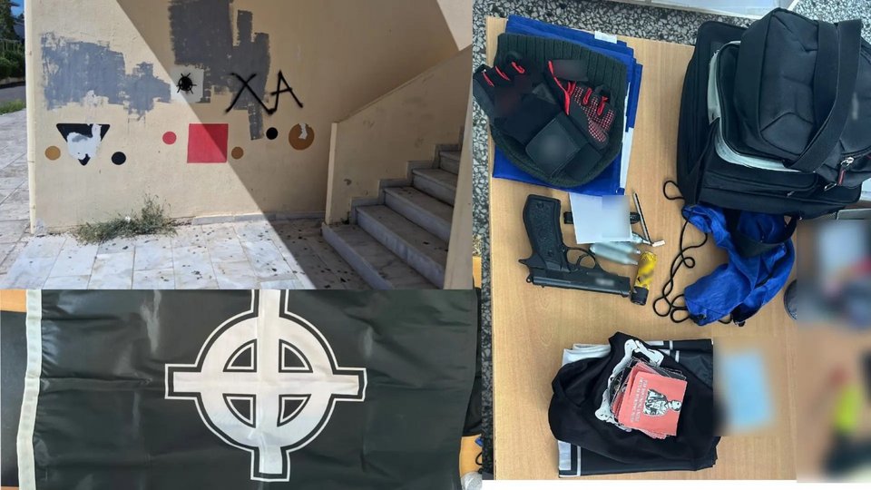 Οι βανδαλισμοί σε σχολείο στο Ίλιον και όσα βρέθηκαν στην κατοχή των συλληφθέντων / Φωτογραφία: ΕΛΑΣ