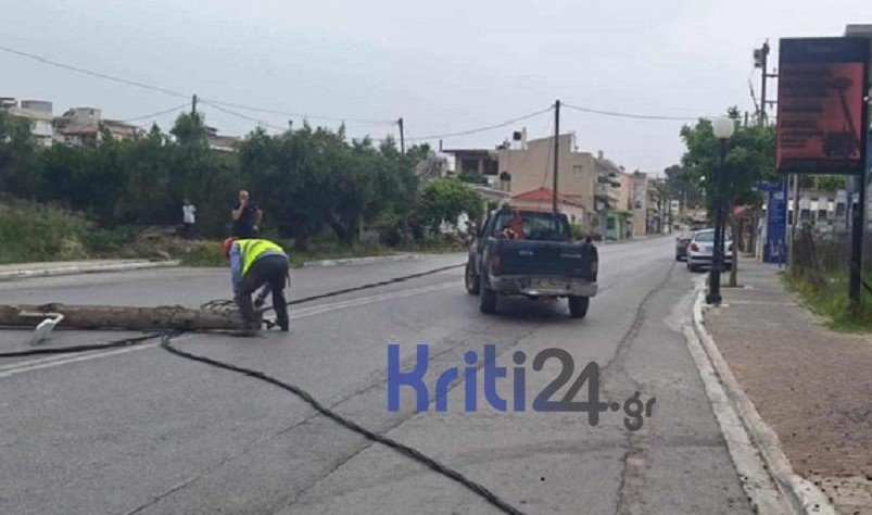 Πεσμένος στύλος ρεύματος στον Κλαδισό Χανίων
