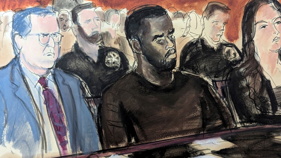 Σκίτσο του Sean Diddy Combs από το δικαστήριο
