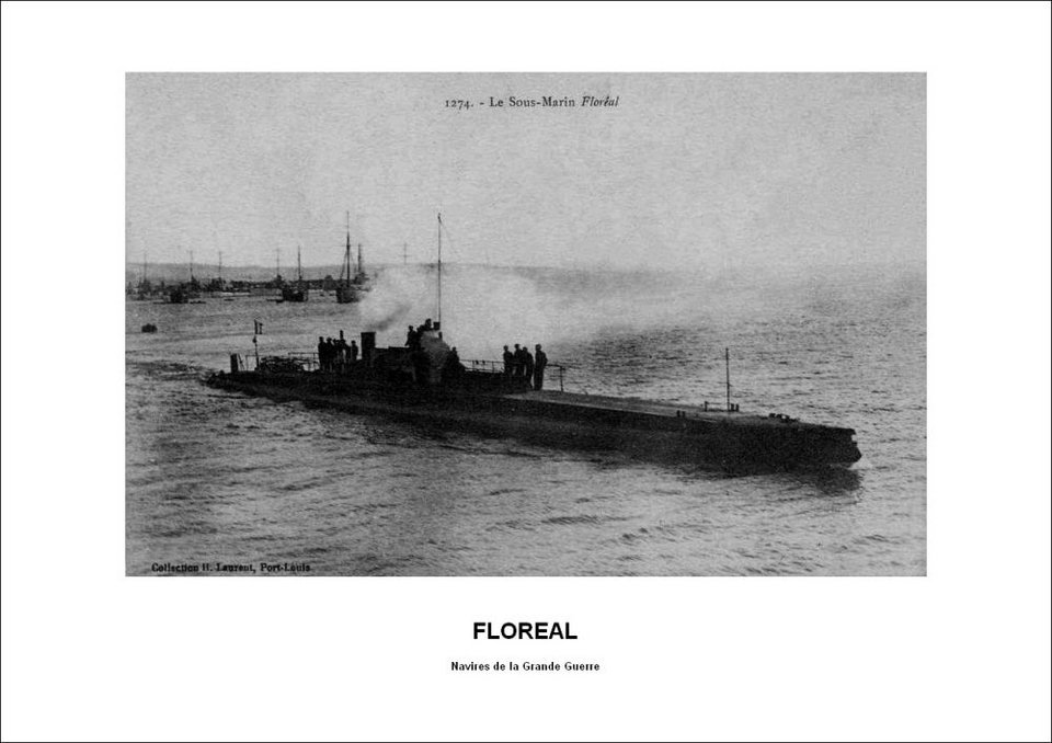 Το υποβρύχιο FLOREAL (Q 54) κλάσης Pluviose που βυθίστηκε στις 03:25, δέκα περίπου μίλια δυτικά της Κασσάνδρας