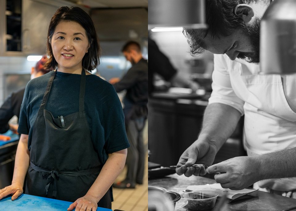 Η Yuka Aoyama (αριστερά) και ο executive chef του εστιατορίου Fuga, Μίλτος Κώτσης (δεξιά)