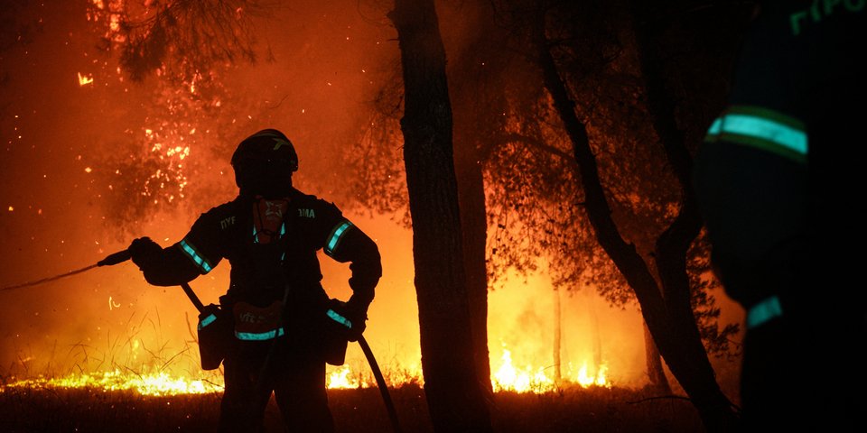 Πυροσβέστες δίνουν μάχη με τη φωτιά στον Ωρωπό - Φωτογραφία: Sooc/Nick Paleologos