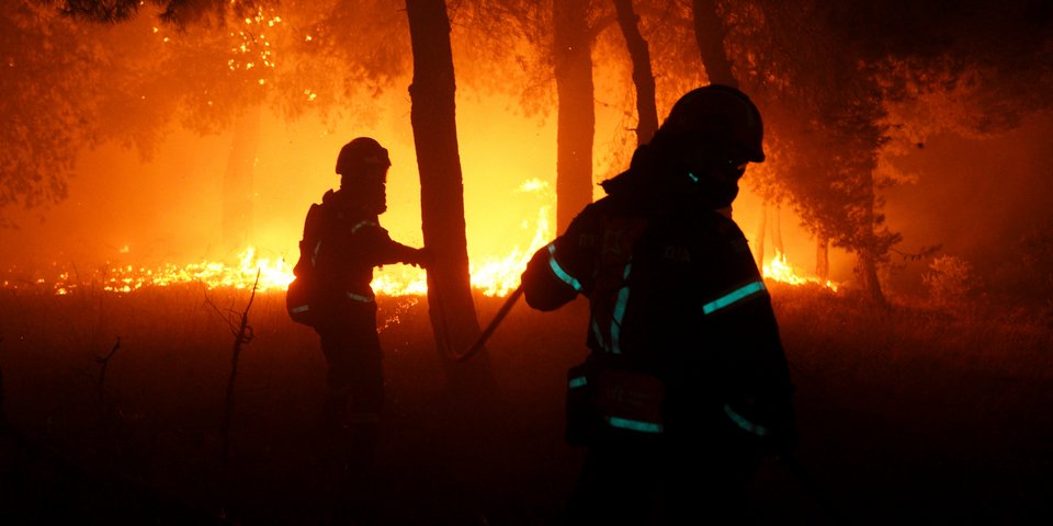 Πυροσβέστες δίνουν μάχη με τη φωτιά στον Ωρωπό - Φωτογραφία: Sooc/Nick Paleologos