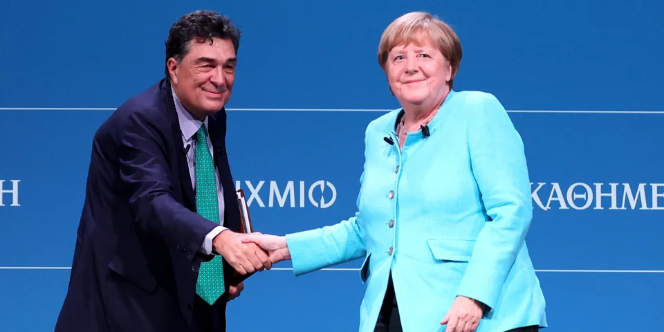 Η Άνγκελα Μέρκελ στην εκδήλωση της «Καθημερινής» με τον Αλέξη Παπαχελά / Φωτογραφία: Intimenews/ΒΛΑΣΣΟΠΟΥΛΟΥ ΙΣΜΗΝΗ