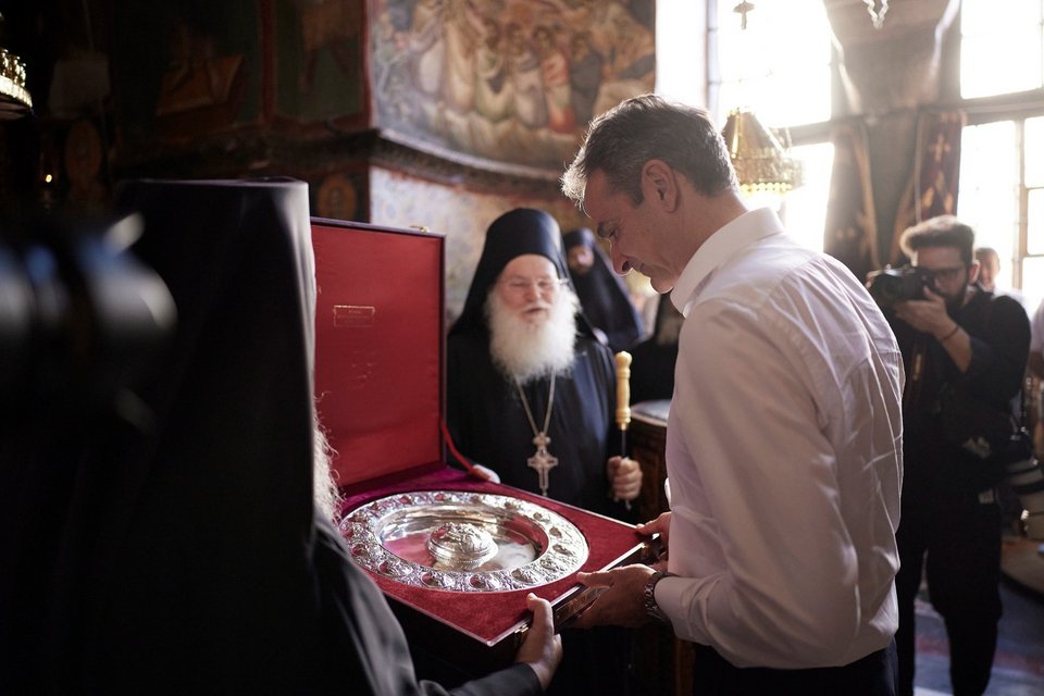 Τη Μονή Βατοπαιδίου επισκέφθηκε ο Κυριάκος Μητσοτάκης / Φωτογραφία: ΔΗΜΗΤΡΗΣ ΠΑΠΑΜΗΤΣΟΣ / Γρ. Τύπου Πρωθυπουργού