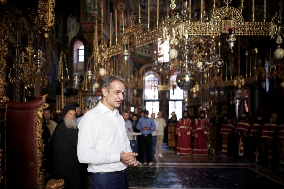 Τη Μονή Βατοπαιδίου επισκέφθηκε ο Κυριάκος Μητσοτάκης / Φωτογραφία: ΔΗΜΗΤΡΗΣ ΠΑΠΑΜΗΤΣΟΣ / Γρ. Τύπου Πρωθυπουργού