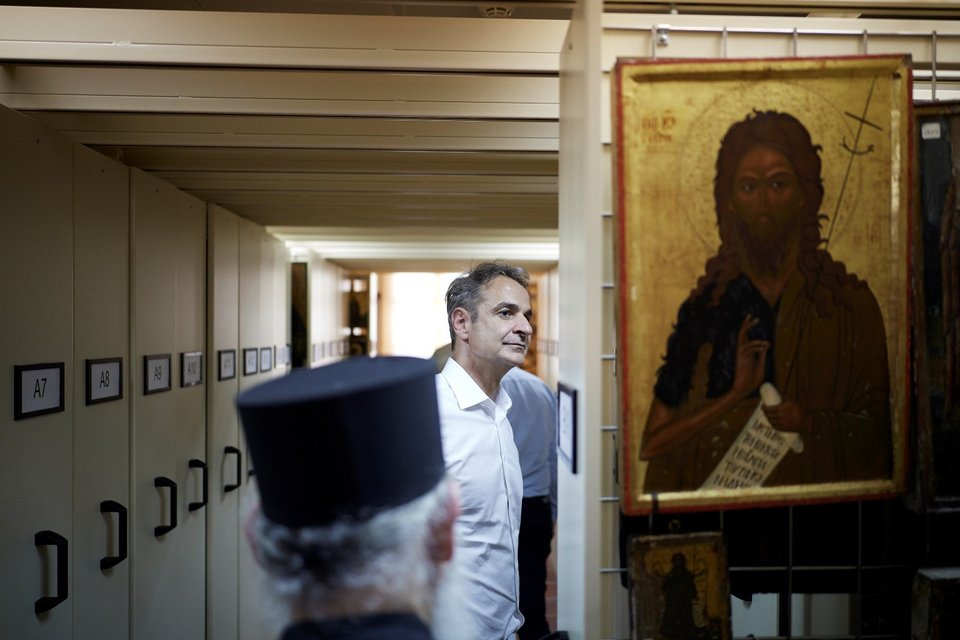 Τη Μονή Βατοπαιδίου επισκέφθηκε ο Κυριάκος Μητσοτάκης / Φωτογραφία: ΔΗΜΗΤΡΗΣ ΠΑΠΑΜΗΤΣΟΣ / Γρ. Τύπου Πρωθυπουργού