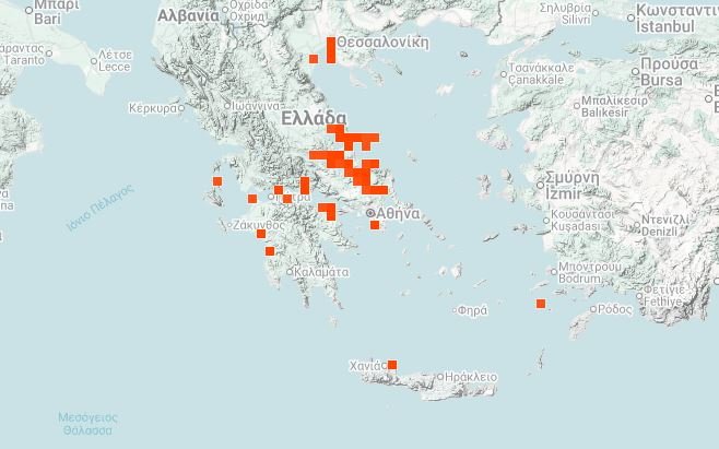 Πού παρατηρούνται μωβ μέδουσες / inaturalist.org