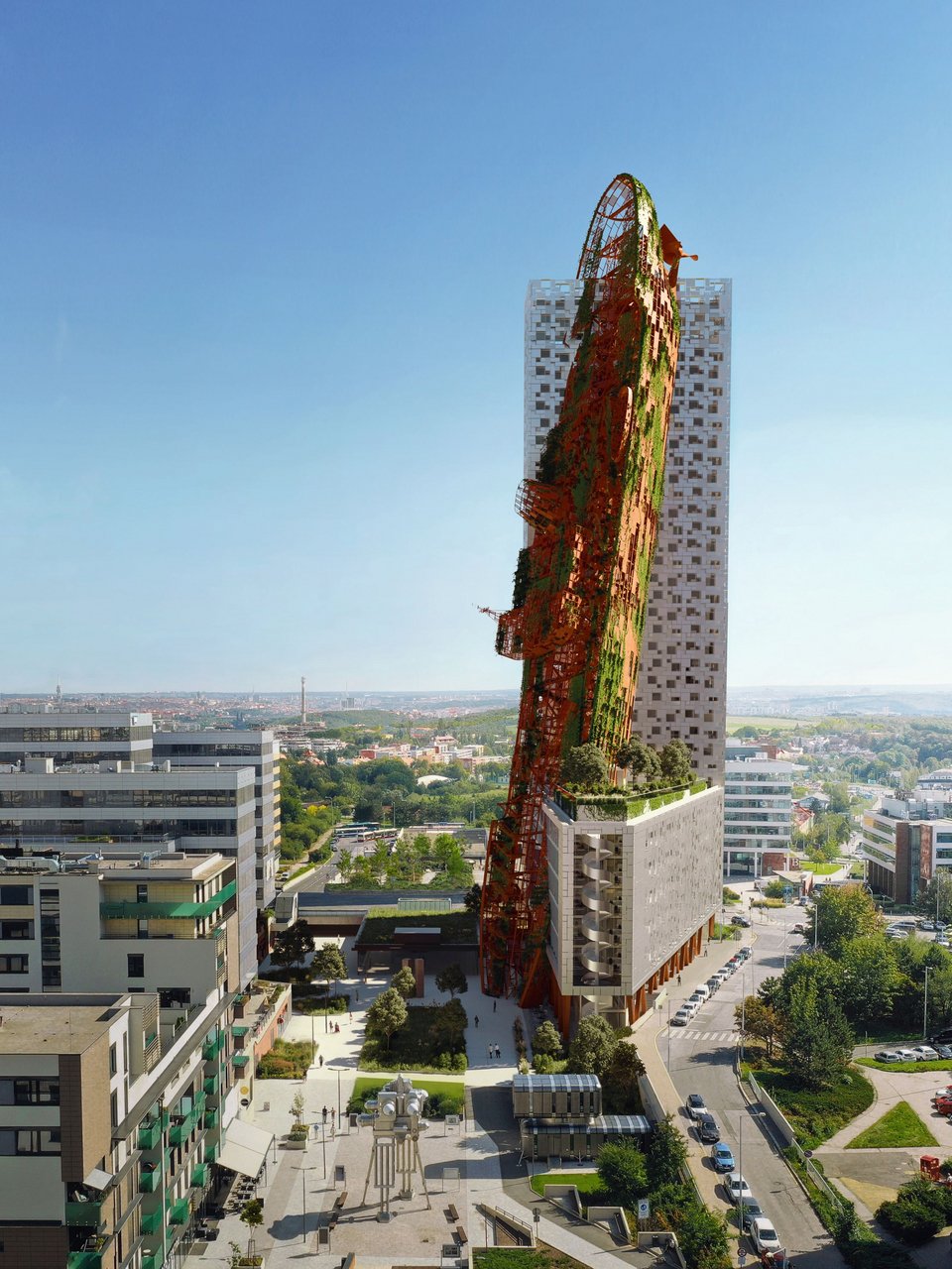 Οι σχεδιαστές απαντούν ότι το Top Tower θα είναι εκτός των πιο ευαίσθητων περιοχών και δεν θα εμποδίζει τη θέα προς το Κάστρο της Πράγας / DAVID CERNY