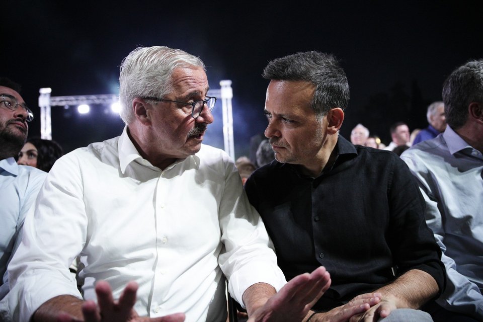 Γιάννης Μανιάτης και Χάρης Δούκας στο Ζάππειο για τα 51 χρόνια του ΠΑΣΟΚ / Φωτογραφία: Menelaos Myrillas / SOOC
