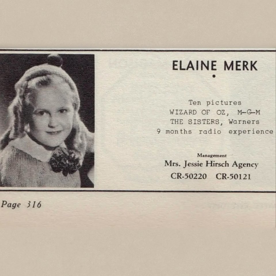 Η Elaine Merk Binder ήταν μόλις οκτώ ετών όταν εμφανίστηκε στην ταινία