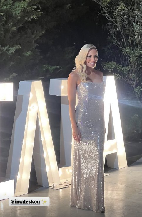 Η Ιωάννα Μαλέσκου με ασημί μεταλλικό φόρεμα