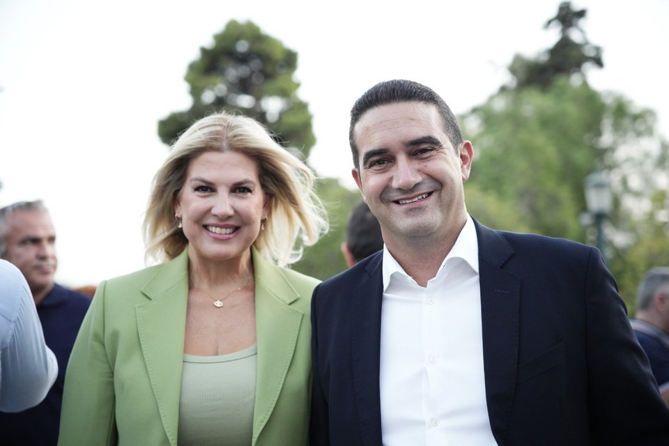 Ράνια Θρασκιά και Μιχάλης Κατρίνης στο Ζάππειο για τα 51 χρόνια του ΠΑΣΟΚ / Φωτογραφία: Menelaos Myrillas / SOOC