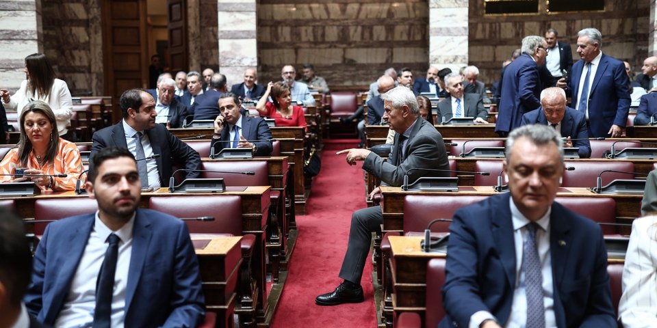 Στιγμιότυπο από την συνεδρίαση της ΚΟ της ΝΔ -Φωτογραφία: Dimitris Kapantais / SOOC