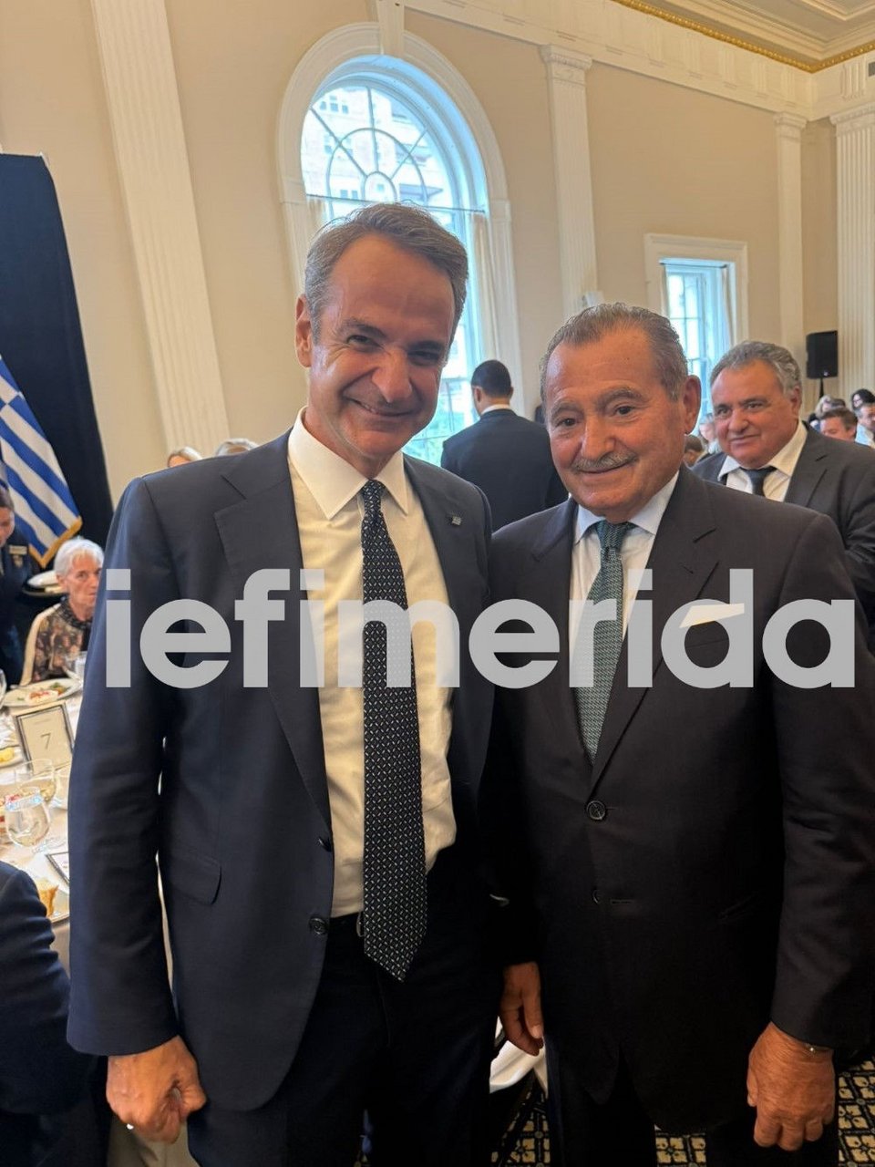 Ο Κυριάκος Μητσοτάκης με τον ιδρυτή της Ameresco, Γιώργο Σακελλάρη