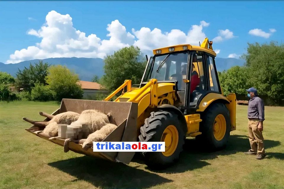 Όχημα του δήμου Τρικκαίων μεταφέρει προς ταφή νεκρά πρόβατα
