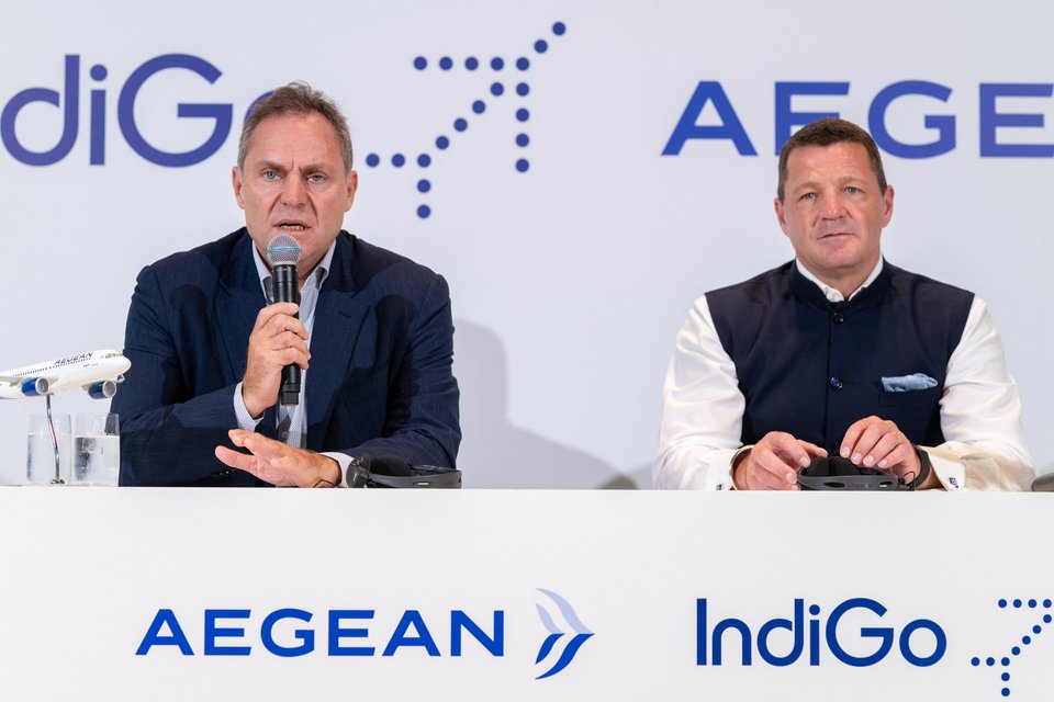 Mr Vassilakis, Chairman of AEGEAN, Pieter Elbers, CEO of IndiGo