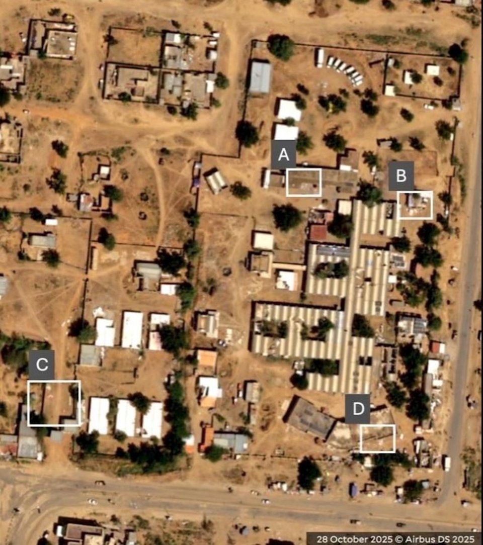 Δορυφορική εικόνα με τα σημεία που φέρονται να βρίσκονται νεκροί άμαχοι