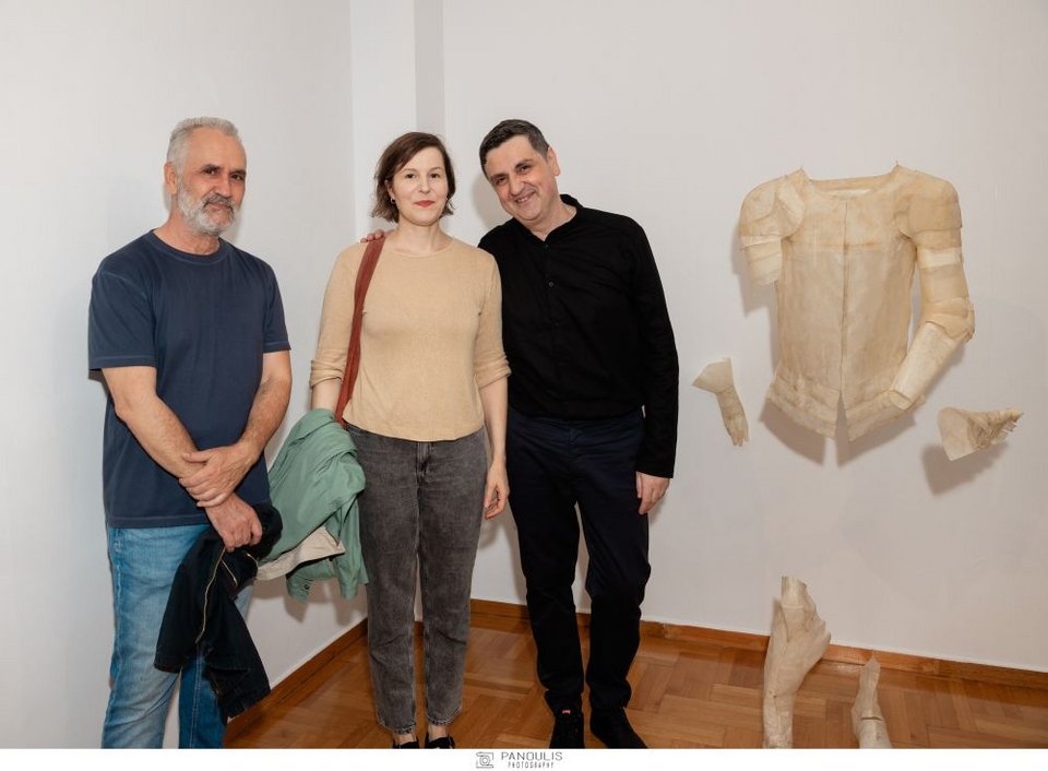 Οι εικαστικοί Παντελής Χανδρής, Μυρτώ Ξανθοπούλου, Νίκος Ποδιάς