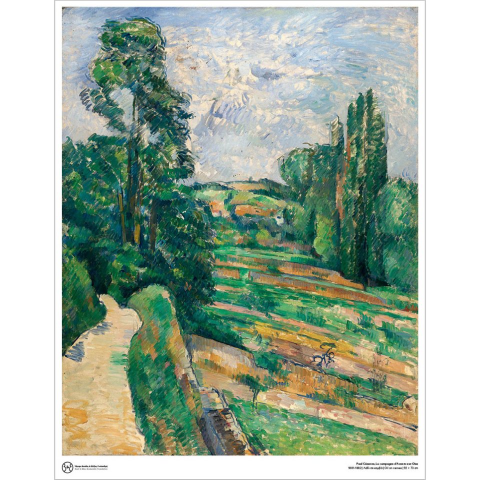 «Η εξοχή του Ωβέρ-συρ-Ουάζ», του Paul Cézanne, σε πόστερ από το πωλητήριο του μουσείου του Ιδρύματος Β&Ε Γουλανδρή