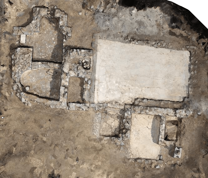 Ο Λουτρώνας Ταλλαρά. Ψηφιδωτά δάπεδα, αρχαιολογικά κατάλοιπα και μέλη. Τα δάπεδα είναι σε κατάχωση