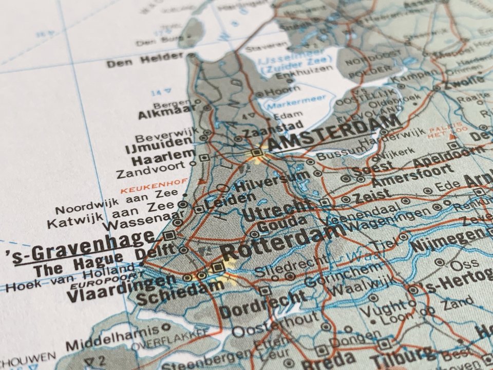 Χάρτης της Ολλανδίας, της οποία η έκταση είναι 41.865 τ.χλμ / Shutterstock