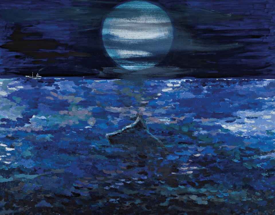 «Η εφεύρεση της λύπης», 2020 - 25, λάδι σε μουσαμά, 80 x 100 εκ.