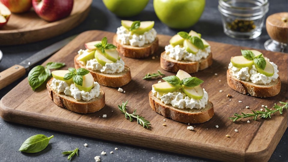 Καναπεδάκια με ρικότα και αχλάδι