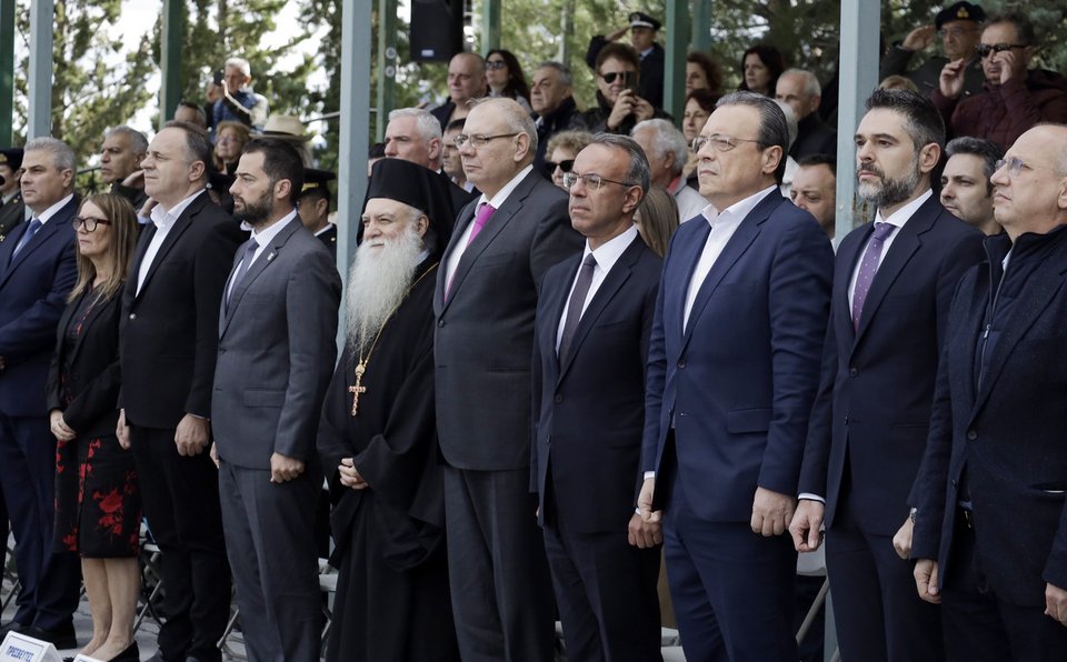 Ο Χρήστος Σταϊκούρας στον εορτασμό για την ανατίναξη της γέφυρας του Γοργοποτάμου / ΑΠΕ-ΜΠΕ