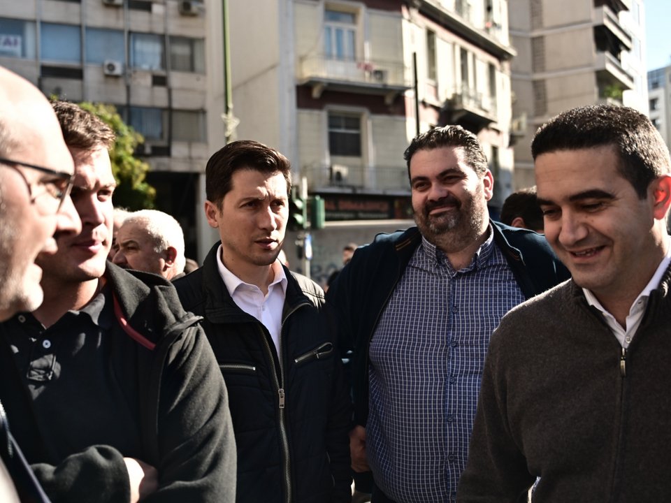 Ο Παύλος Χρηστίδης και ο Μιχάλης Κατρίνης στο συλλαλητήριο των αγροτών -Φωτογραφία: ΚΩΣΤΑΣ ΤΖΟΥΜΑΣ/EUROKINISSI