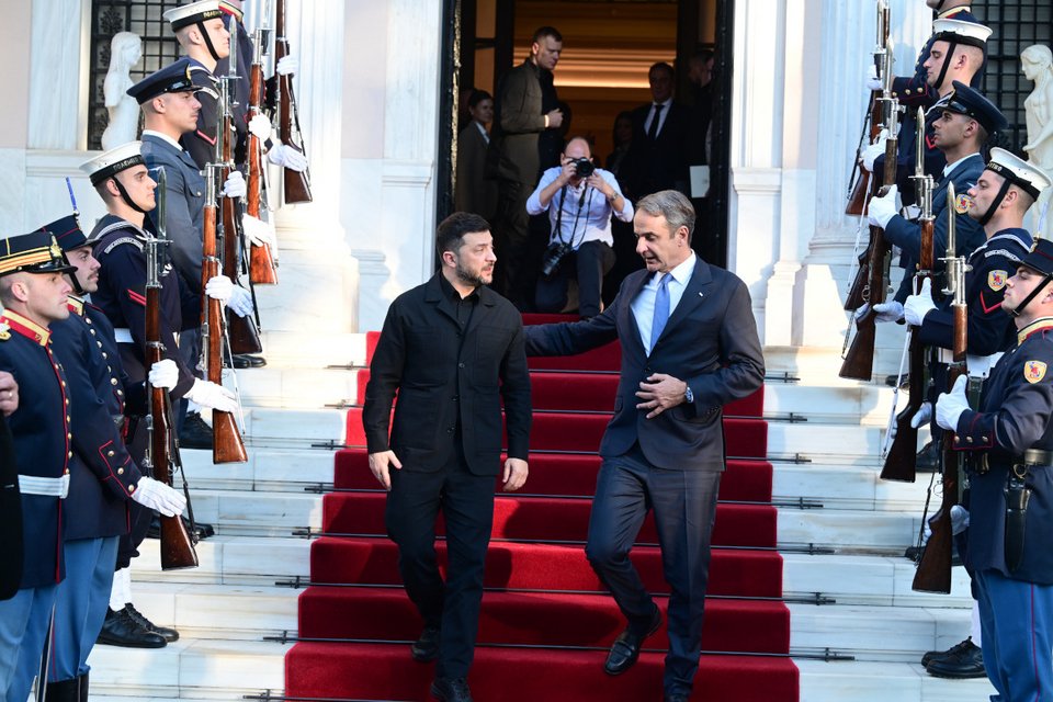 Βολοντίμιρ Ζελένσκι και Κυριάκος Μητσοτάκης στο Μέγαρο Μαξίμου / Φωτογραφία EUROKINISSI 