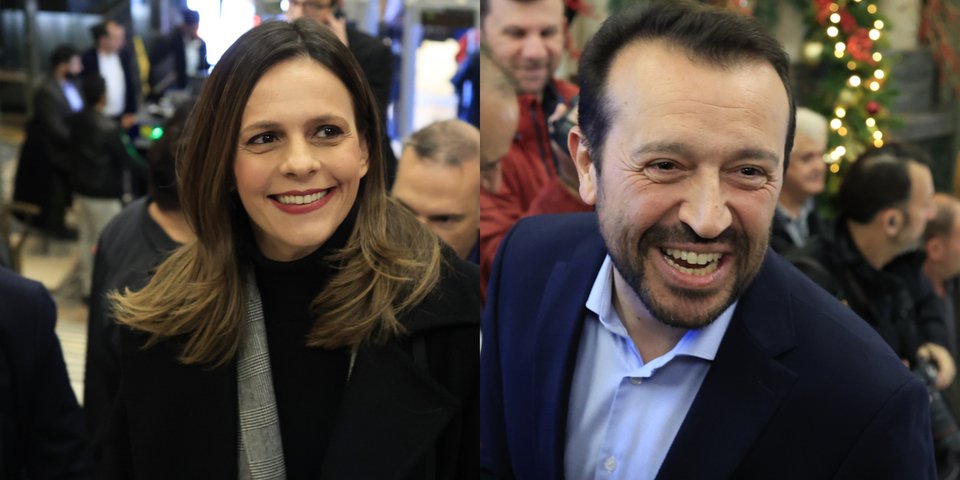 Η Έφη Αχτσιόγλου και ο Νίκος Παππάς στην παρουσίαση του βιβλίου του Αλέξη Τσίπρα / Εικόνες Eurokinissi