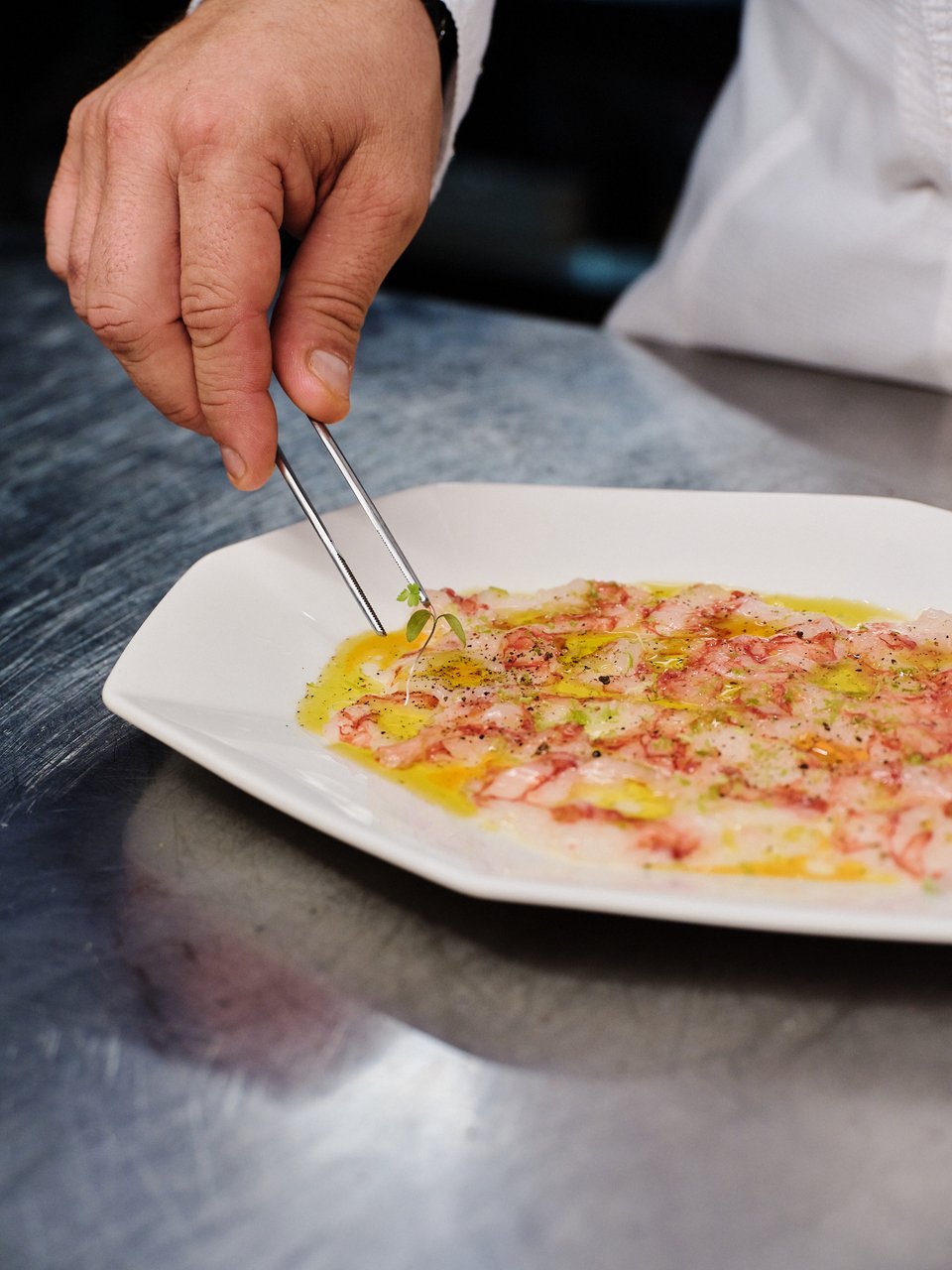 Καρπάτσιο κόκκινης γαρίδας. 