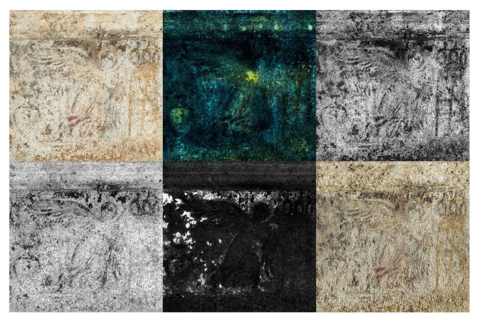 Τύμβος Καστά, ταφικό μνημείο. Λεπτομέρεια τμήματος της μαρμάρινης ζωφόρου (Λ2315) φωτογραφημένο με διαφορετικές τεχνικές  Φωτογραφίες Χρίστος Σιμάτος