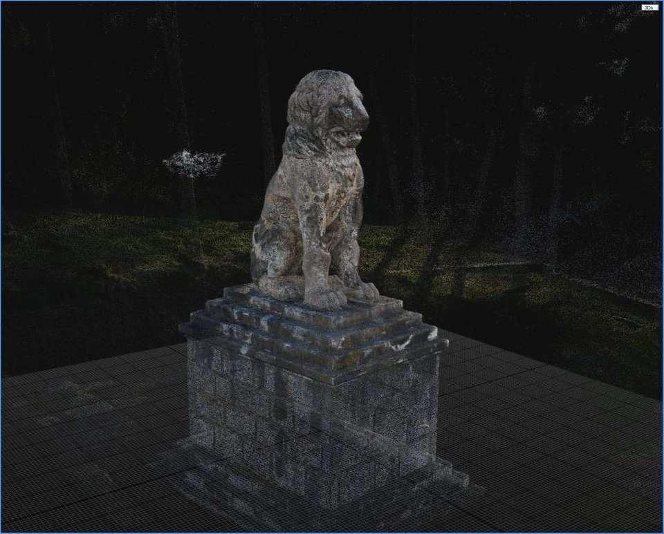 Λέων Αμφιπόλεως. Τρισδιάστατο νέφος σημείων (3D Point Cloud) για την φωτογραμμετρική αποτύπωση του γλυπτού από την ομάδα του Ιδρύματος Factum Arte (Μαδρίτη)