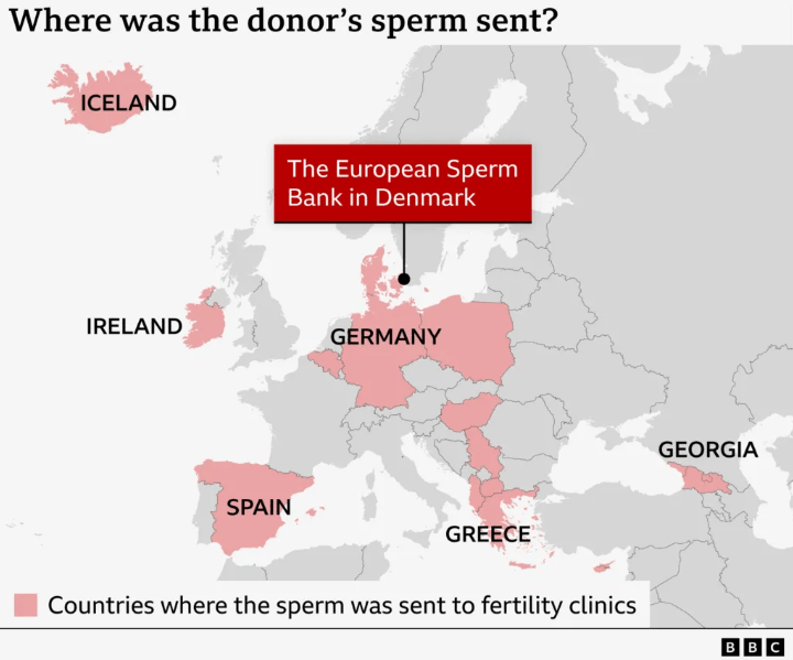 Σε αυτές τις χώρες δόθηκε το σπέρμα του δότη / BBC